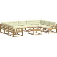 vidaXL Ensemble de salon de jardin 10 pièces, blanc et crème