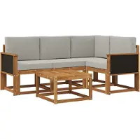 vidaXL Ensemble de canapés d'extérieur , 5 pièces, en polyester naturel et gris clair