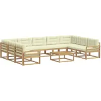 vidaXL Ensemble de salon de jardin 10 pièces, blanc et crème