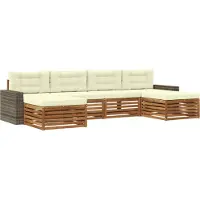 vidaXL Ensemble de salon de jardin 6 pièces, bois d'acacia massif, couleurs naturelles et crème