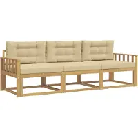 vidaXL - Ensemble de salon de jardin composé de 3 pièces, blanc et beige, en polyester