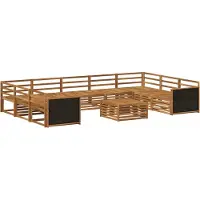 vidaXL - Ensemble de salon de jardin composé de 10 pièces, en bois d'acacia massif, finition naturelle