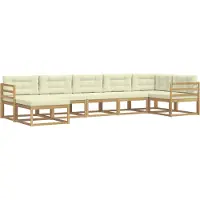 vidaXL Ensemble de salon de jardin 7 pièces, blanc et crème