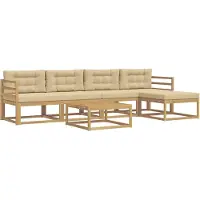 vidaXL Ensemble de canapés d'extérieur , 6 pièces, blanc et beige, en polyester