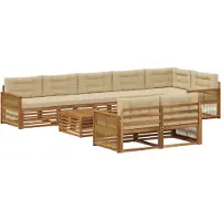 vidaXL Ensemble de canapés d'extérieur avec coussins, 9 pièces