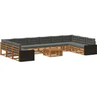 vidaXL Ensemble de canapés , 11 pièces, en bois d'acacia massif, couleurs : naturel et anthracite