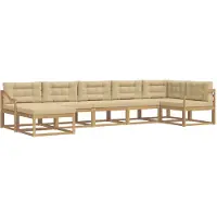 vidaXL Ensemble de salon de jardin 7 pièces, blanc et beige