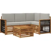 vidaXL Ensemble de canapés d'extérieur , 5 pièces, en polyester naturel et gris clair