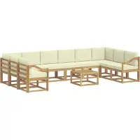vidaXL Ensemble de salon de jardin 11 pièces, blanc et crème