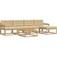 vidaXL Ensemble de canapés d'extérieur , 6 pièces, blanc et beige, en polyester