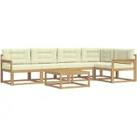 vidaXL Ensemble de canapés d'extérieur , 6 pièces, blanc et crème, en polyester
