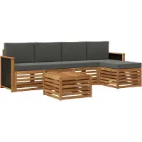 vidaXL Ensemble de salon de jardin 6 pièces, couleurs : naturel et anthracite