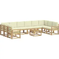 vidaXL Ensemble de salon de jardin 11 pièces, blanc et crème