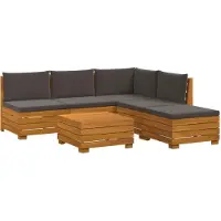 vidaXL : Ensemble de 6 assises de jardin en bois massif d'acacia, couleur marron