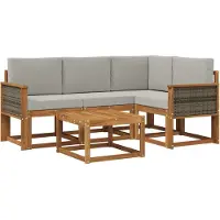 vidaXL Ensemble de canapés d'extérieur , 5 pièces, en polyester naturel et gris clair