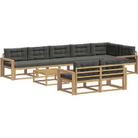 vidaXL Ensemble de salon de jardin , 9 pièces, blanc et anthracite, en polyester