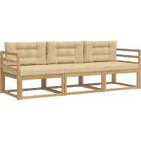 vidaXL - Ensemble de salon de jardin composé de 3 pièces, blanc et beige, en polyester