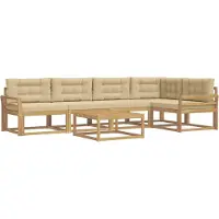 vidaXL Ensemble de canapés d'extérieur , 6 pièces, blanc et beige, en polyester