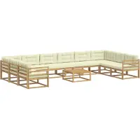 vidaXL Ensemble de salon de jardin 11 pièces, blanc et crème
