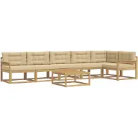 vidaXL Ensemble de salon de jardin , 7 pièces, blanc et beige, en polyester