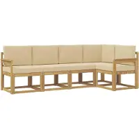 vidaXL Ensemble de salon de jardin 5 pièces, blanc et beige