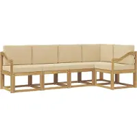 vidaXL Ensemble de salon de jardin 5 pièces, blanc et beige