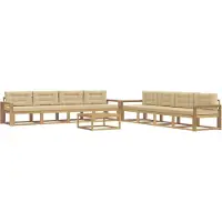 vidaXL Ensemble de salon de jardin , 9 pièces, blanc et beige, en polyester