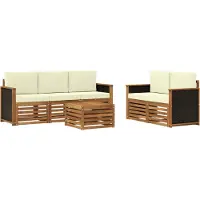 vidaXL Ensemble de canapés avec coussins (6 pièces), en bois massif d'acacia