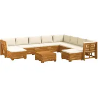 vidaXL : Ensemble de salon de jardin composé de 11 pièces, en bois d'acacia massif, de couleur marron