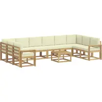 vidaXL Ensemble de salon de jardin 11 pièces, blanc et crème