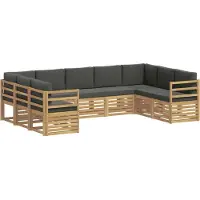 vidaXL Ensemble de salon de jardin , 9 pièces, blanc et anthracite, en polyester