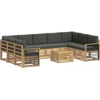 vidaXL Ensemble de salon de jardin , 10 pièces, blanc et anthracite, en polyester