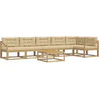 vidaXL Ensemble de salon de jardin , 7 pièces, blanc et beige, en polyester
