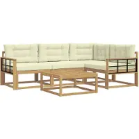 vidaXL Ensemble de salon de jardin , 5 pièces, blanc et crème, en polyester