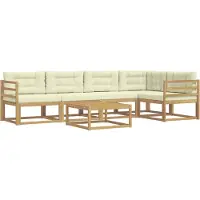 vidaXL Ensemble de canapés d'extérieur , 6 pièces, blanc et crème, en polyester
