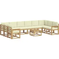 vidaXL Ensemble de salon de jardin 11 pièces, blanc et crème