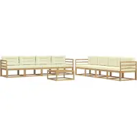 vidaXL Ensemble de salon de jardin , 9 pièces, blanc et crème, en polyester
