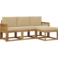 vidaXL Ensemble de salon de jardin, 4 pièces, en polyester naturel et beige