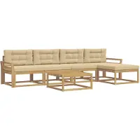 vidaXL Ensemble de canapés d'extérieur , 6 pièces, blanc et beige, en polyester