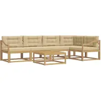 vidaXL Ensemble de canapés d'extérieur , 6 pièces, blanc et beige, en polyester