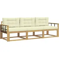 vidaXL Ensemble de 3 assises de jardin , blanc et crème, en polyester