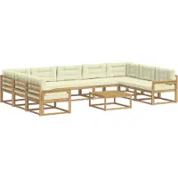vidaXL Ensemble de salon de jardin 10 pièces, blanc et crème