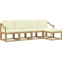 vidaXL Ensemble de salon de jardin 5 pièces, blanc et crème