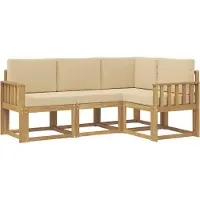 vidaXL Ensemble de salon de jardin 4 pièces, blanc et beige