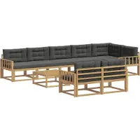 vidaXL Ensemble de salon de jardin , 9 pièces, blanc et anthracite, en polyester
