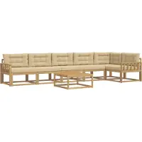 vidaXL Ensemble de salon de jardin , 7 pièces, blanc et beige, en polyester
