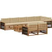 vidaXL Ensemble de canapés d'extérieur avec coussins, 9 pièces