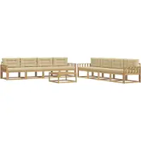 vidaXL Ensemble de salon de jardin , 9 pièces, blanc et beige, en polyester