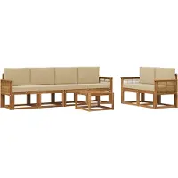 vidaXL Ensemble de salon de jardin , 7 pièces, en polyester naturel et beige