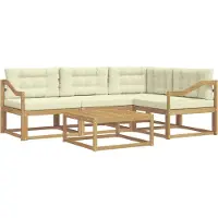 vidaXL Ensemble de salon de jardin , 5 pièces, blanc et crème, en polyester